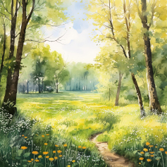 une aquarelle d'un paysage